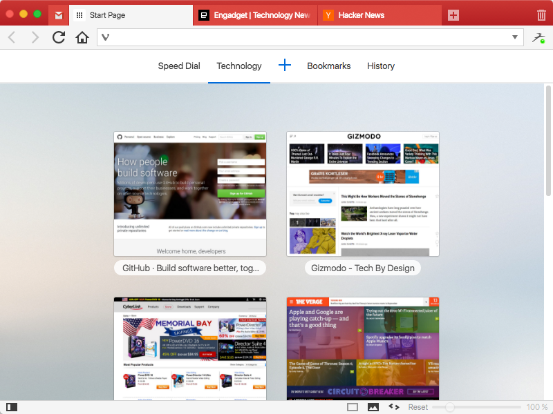 The Vivaldi browser lets you be in control of how your browser looks, feels and works. It does not track you, adapts to your style with features that you need and has values that you can stand by.
