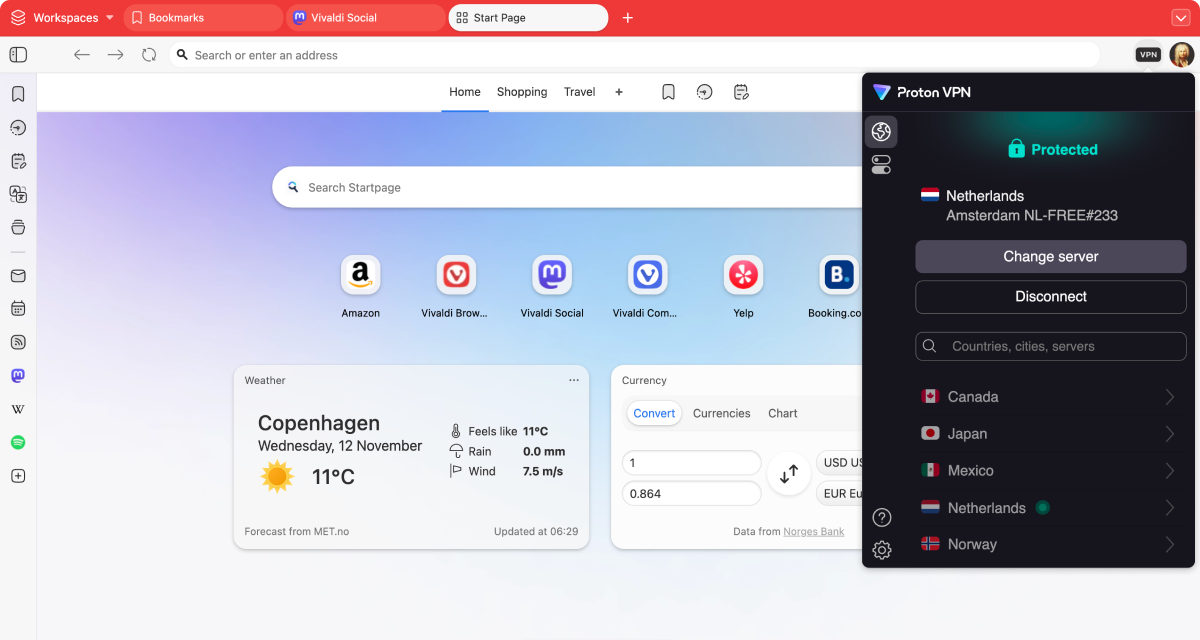 Vivaldi browser screenshot