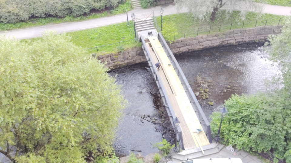 Bridge bewing worked on over a river