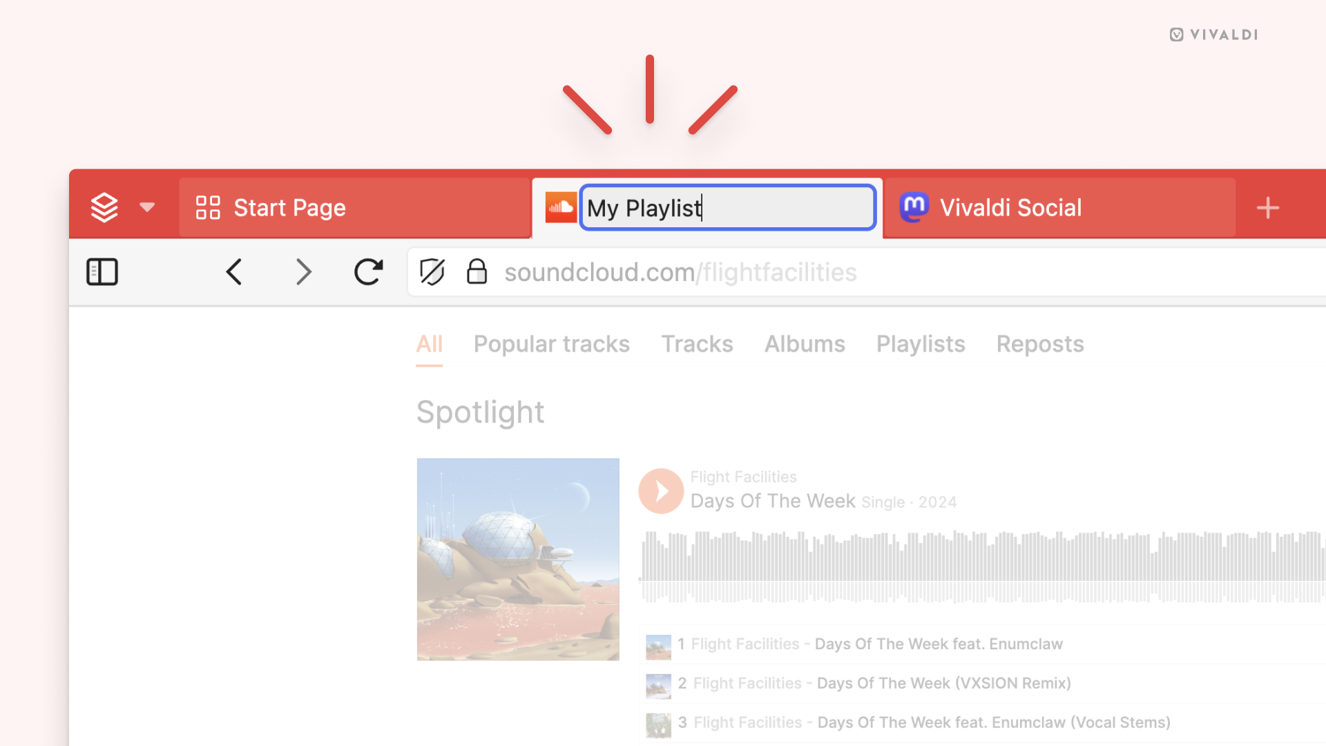 Desktop Tab being renamed to "My Playlist".