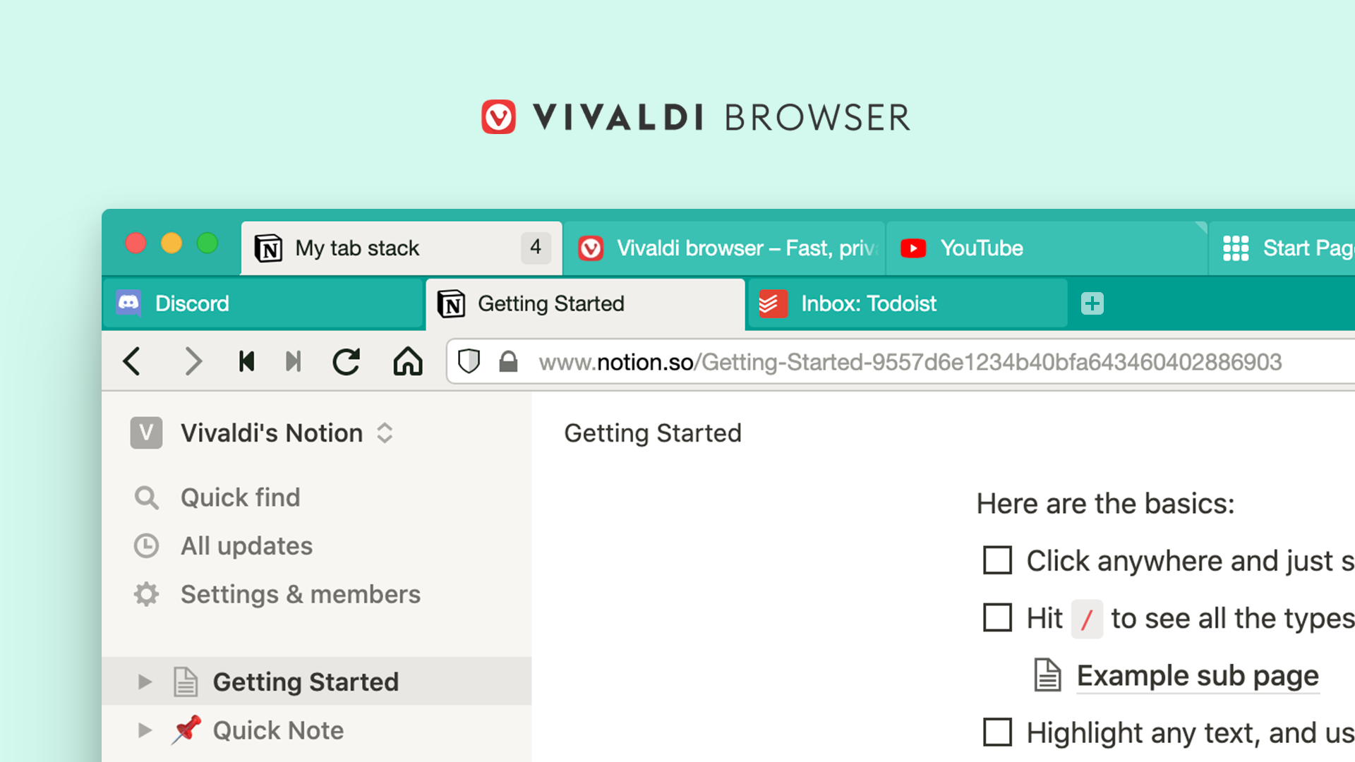 Two-line tab stacks in Vivaldi browser.