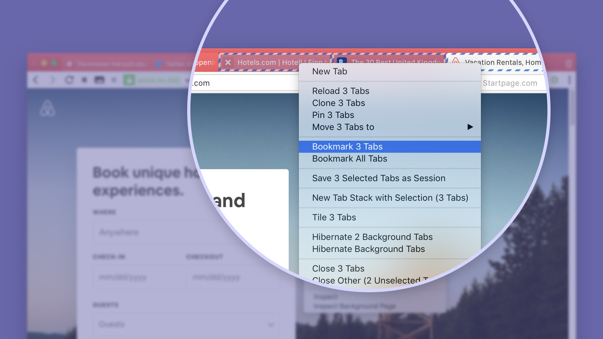 Tabs select. Tab Selector. Tabs Bookmark. Reload Tab. Vivaldi Container Tabs.