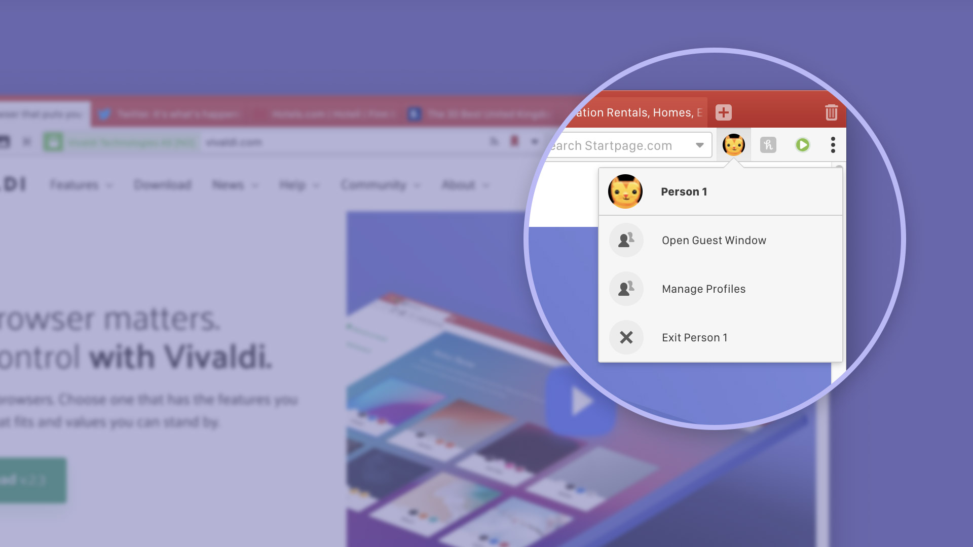 Managing multiple user profiles in Vivaldi browser