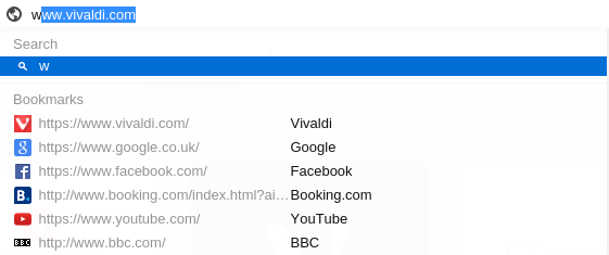 Address field drop down with favicon support