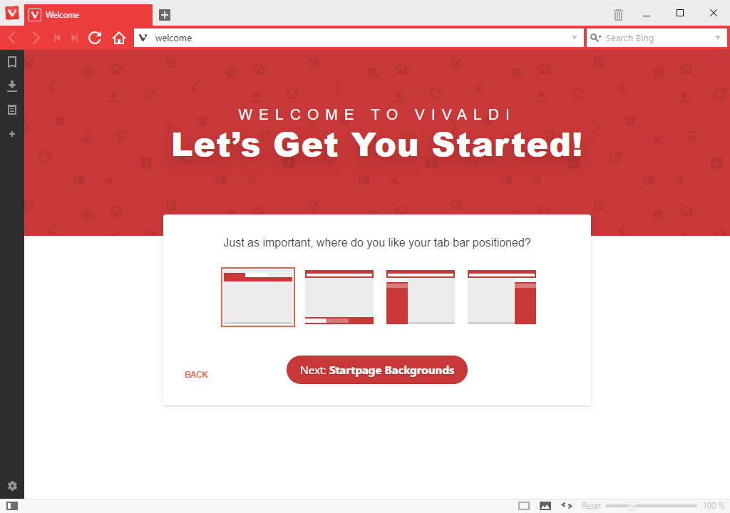 Vivaldi first run page