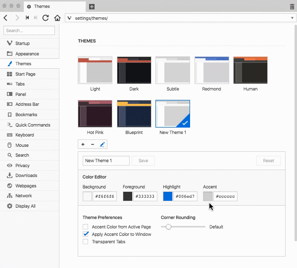 Color picker for themes