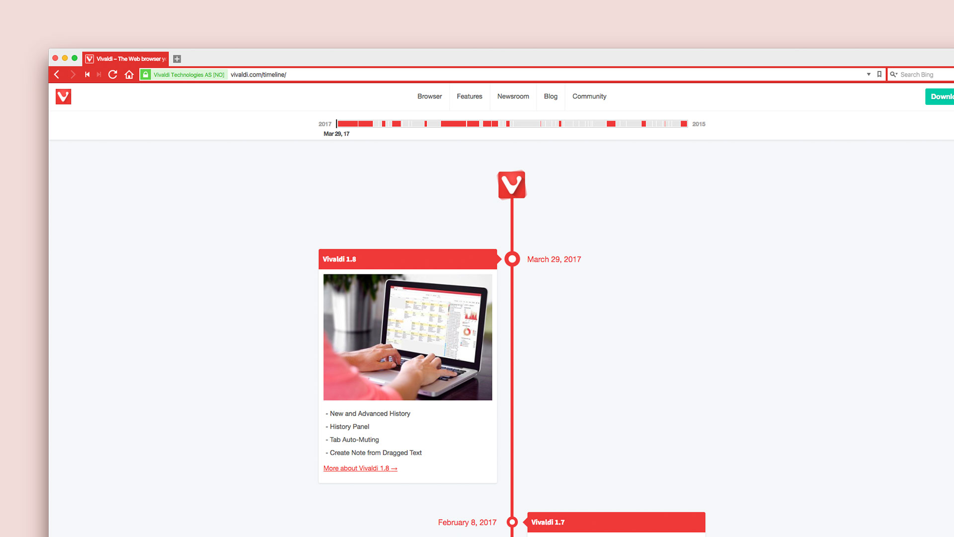 Vivaldi Browser Timeline