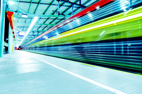 Fast train with light.