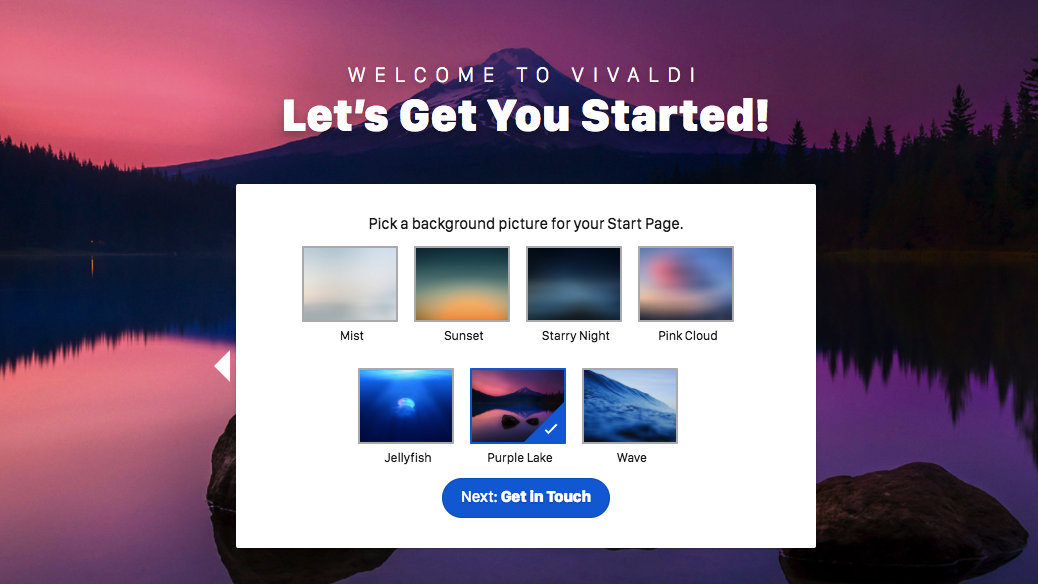 Selecting a background picture in Vivaldi