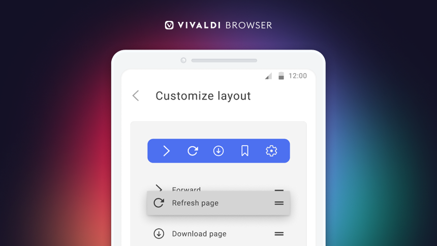 Android 版 Vivaldi 5.6 - メニューのカスタマイズが可能に | Vivaldi