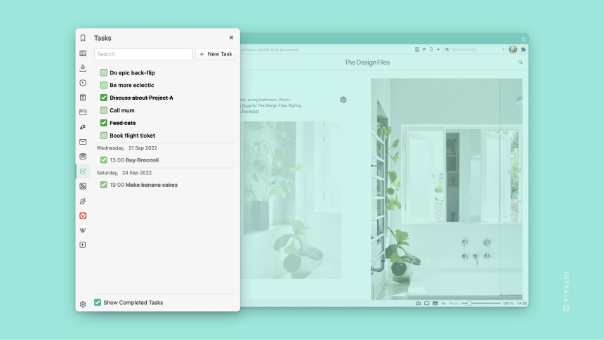 The new Vivaldi speeds up your browsing and organizes your schedules with a Tasks Panel.