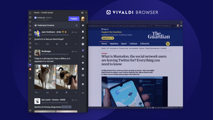 Vivaldi integra Mastodon dentro de su navegador