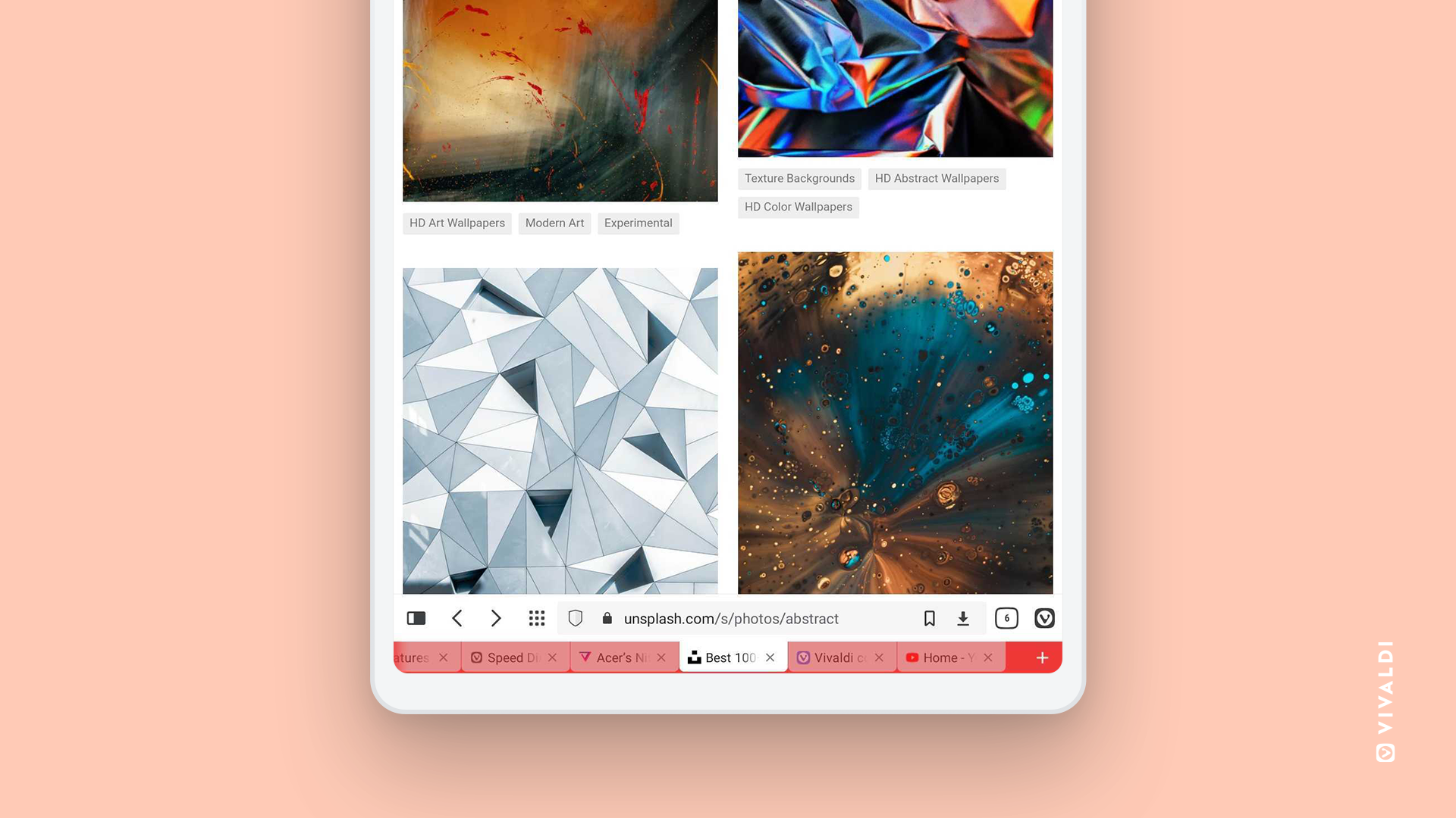 Best Android tablet browser: Vivaldi bottom Tab Bar.
