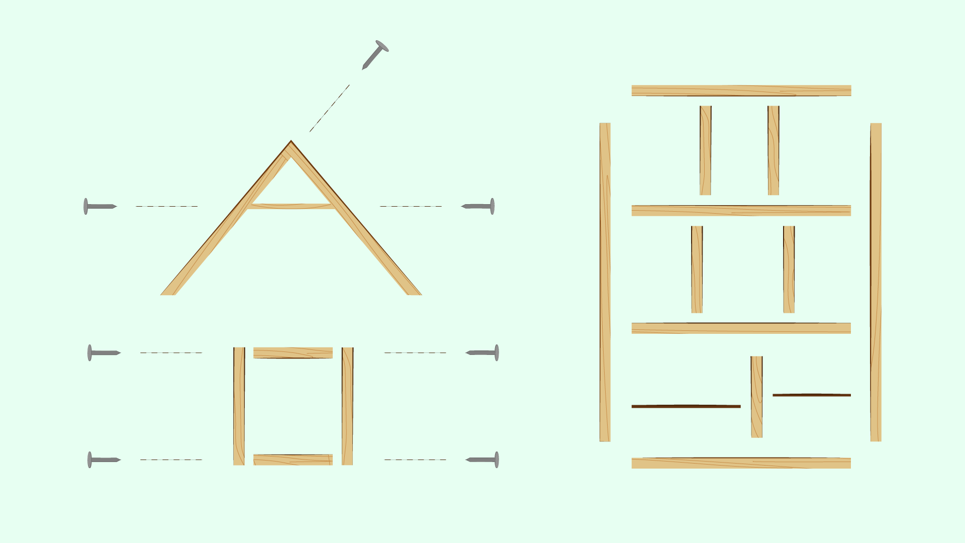 バグホテル（昆虫のすみか）の作り方を説明するイラスト。