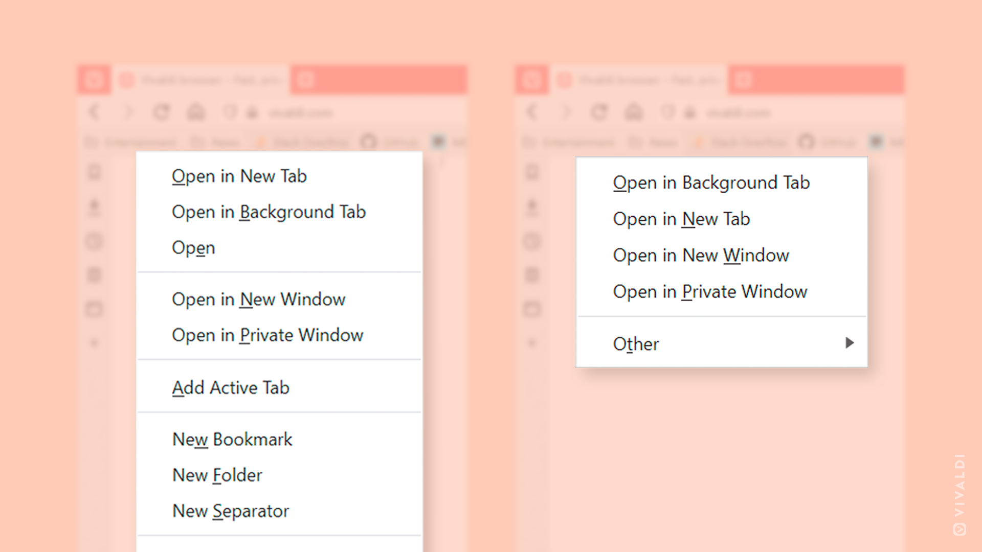 Before and after: the View context menu has been decluttered.