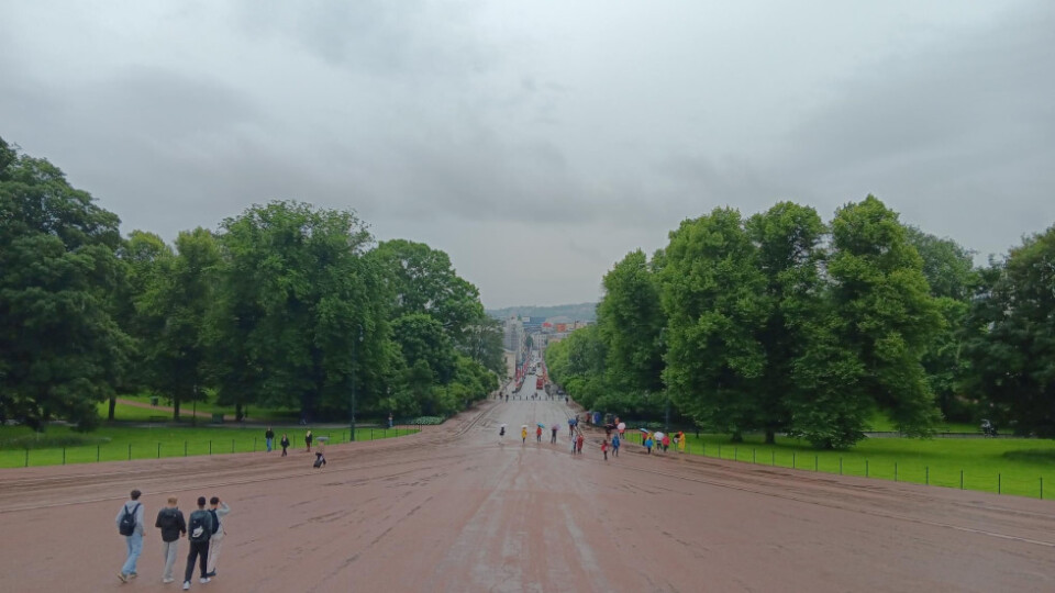 Looking down Karl Johan on a rainy day