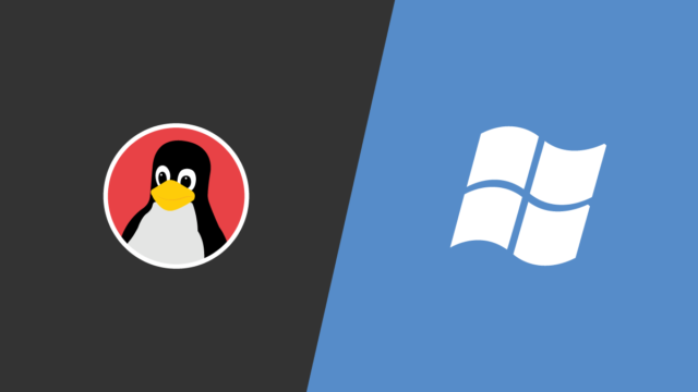 Linux logo next to Windows logo