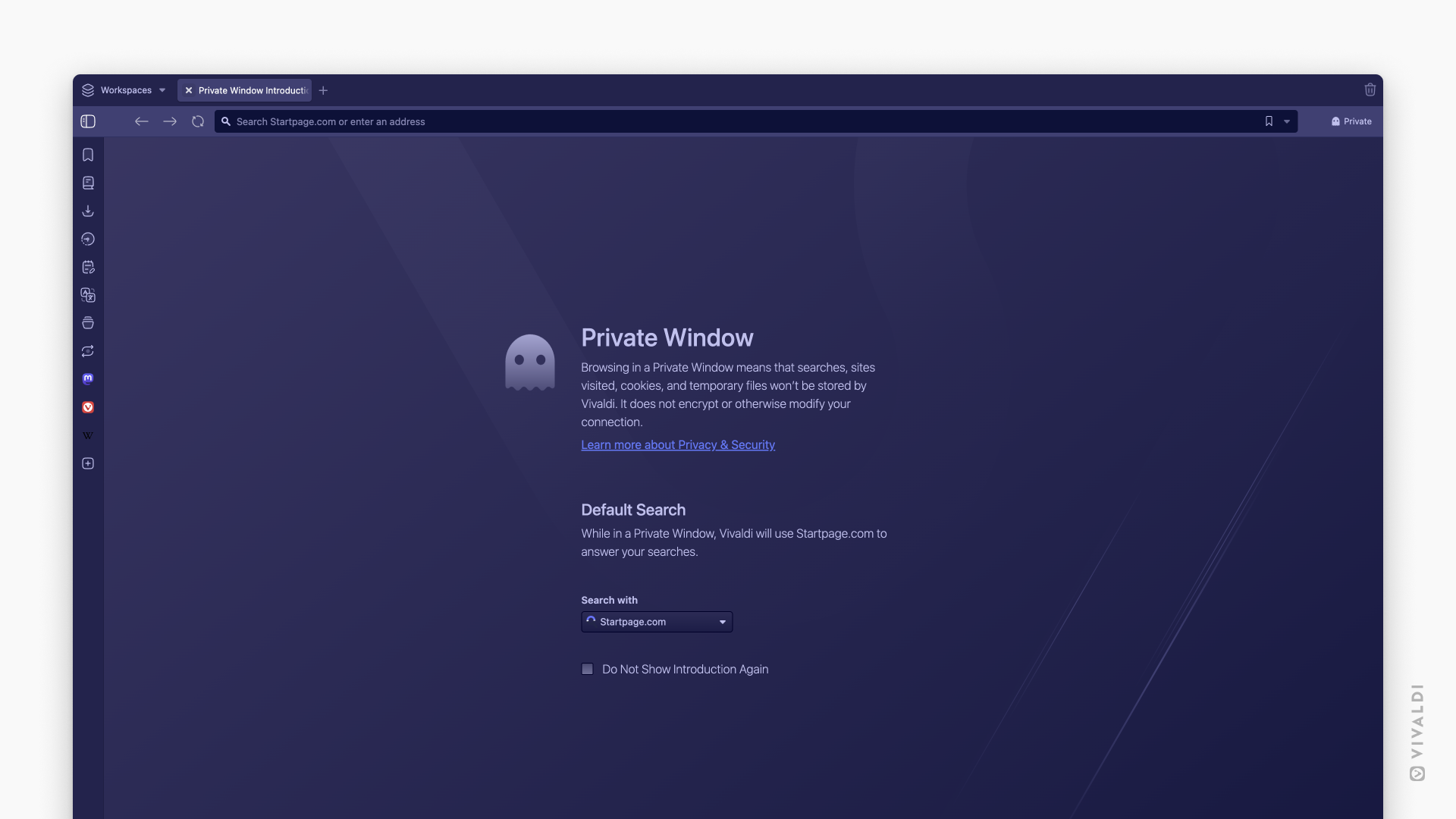 Private Window in Vivaldi browser.