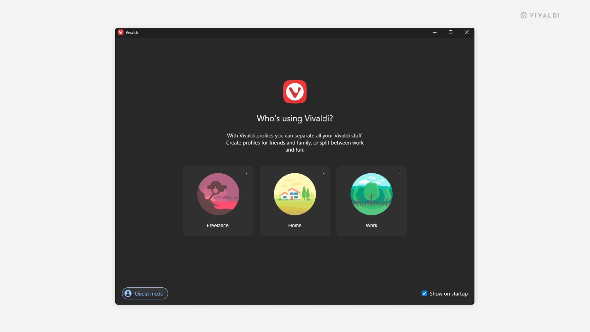 Vivaldi's Profile Manager.