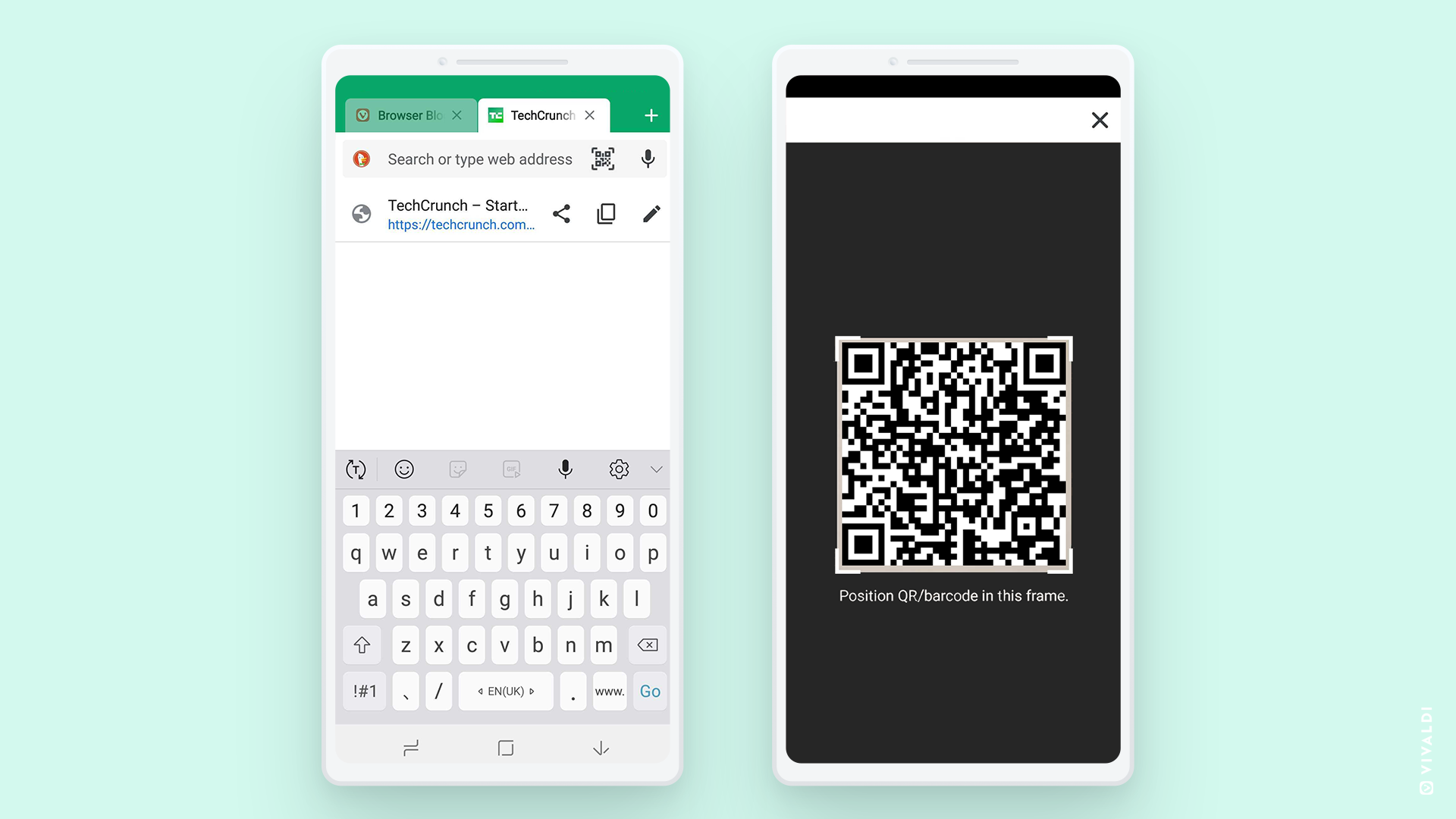 QR scanner in Vivaldi browser on Android 