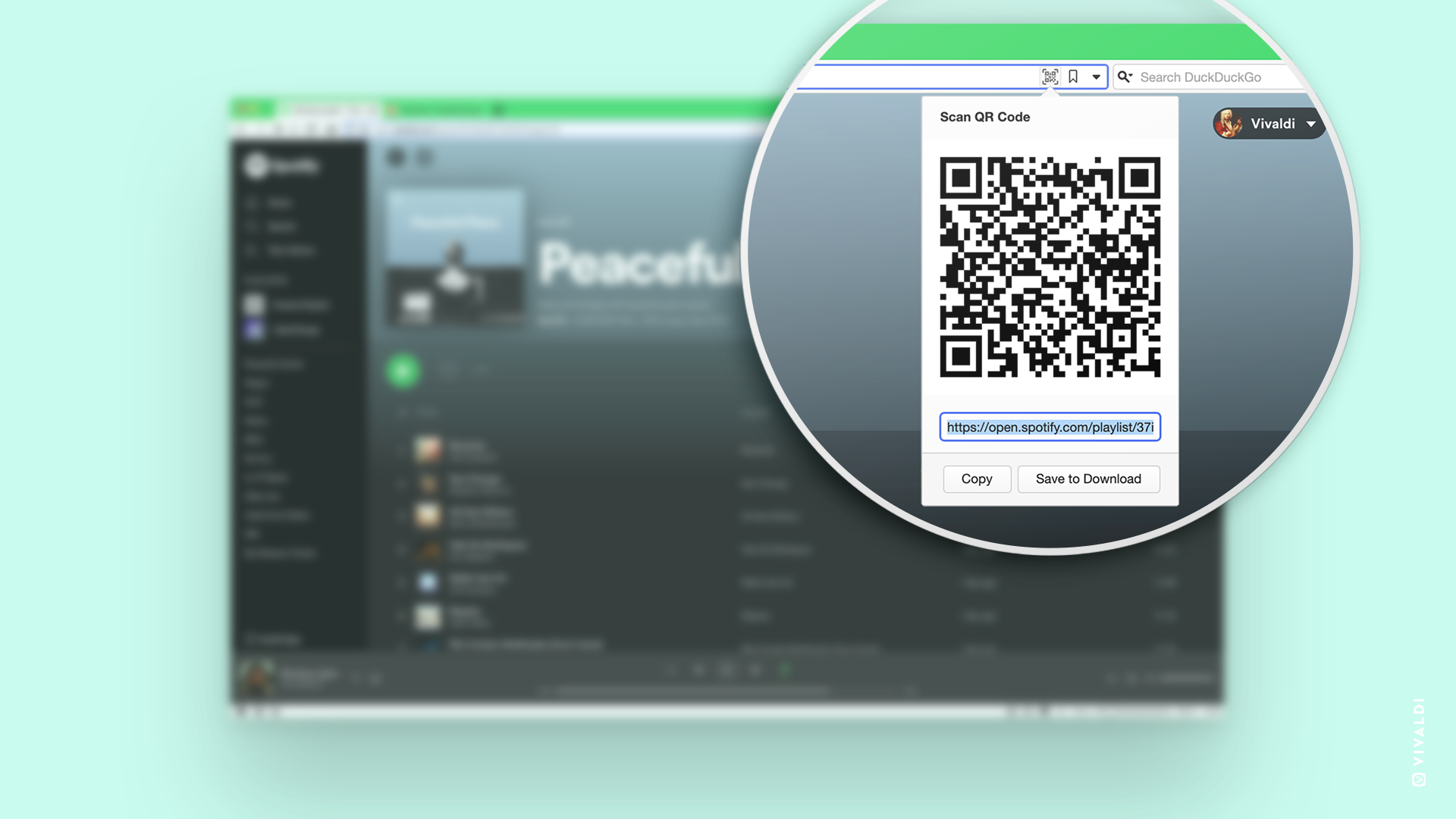 QR-code dans le champ d’adresses de Vivaldi