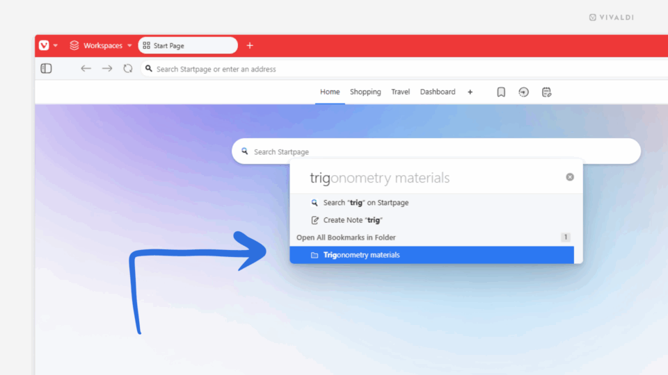 Quick Commands open in Vivaldi browser.