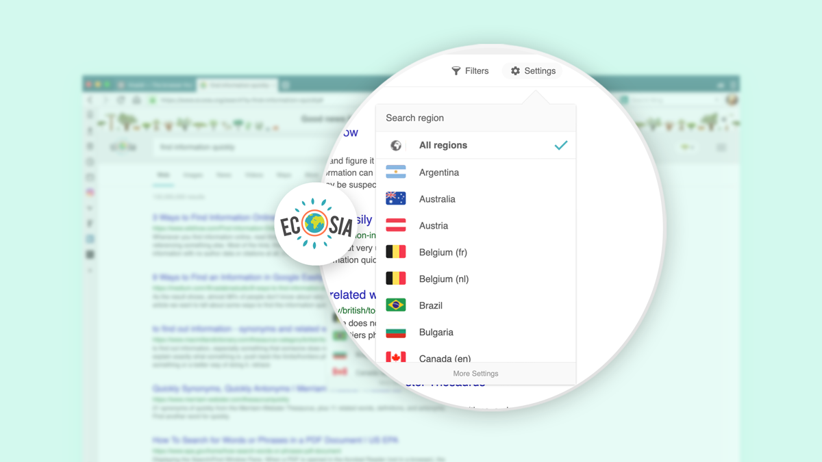 Search for information on the web quickly with Ecosia. 