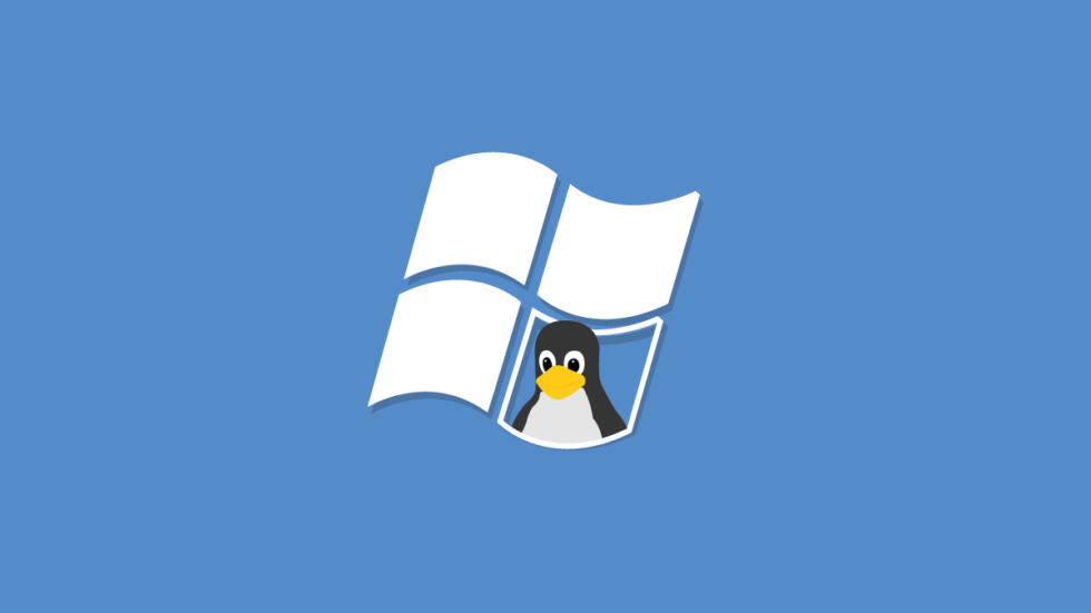 Linux penguin peers out of Windows inviting users to replace Windows with Linux