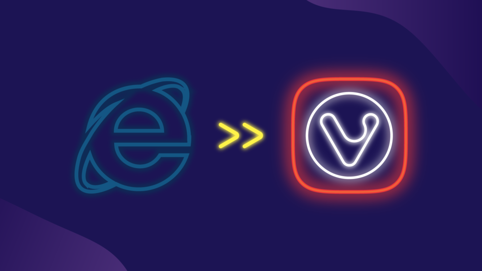 Replace Internet Explorer 11 with Vivaldi browser - logos of the two browsers.