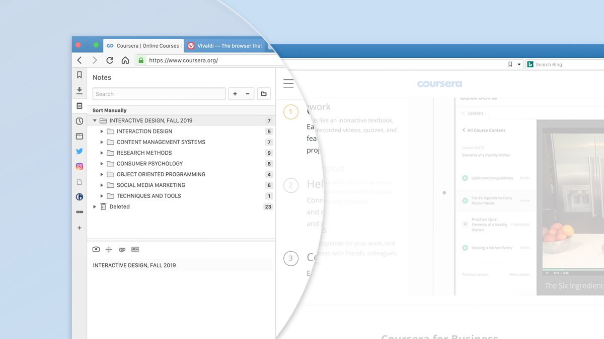 Structures des notes en utilisant des dossiers - Navigateur Vivaldi