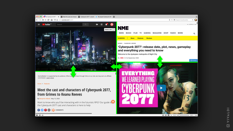 Viewing multiple web pages side by side without extensions.