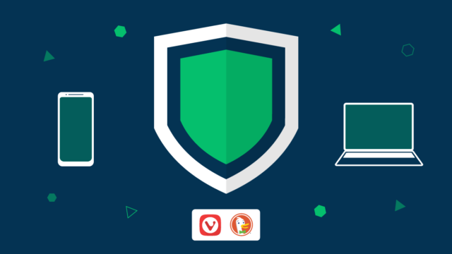 Shield represents tracker blocker, and Vivaldi and DuckDuckGo logos.