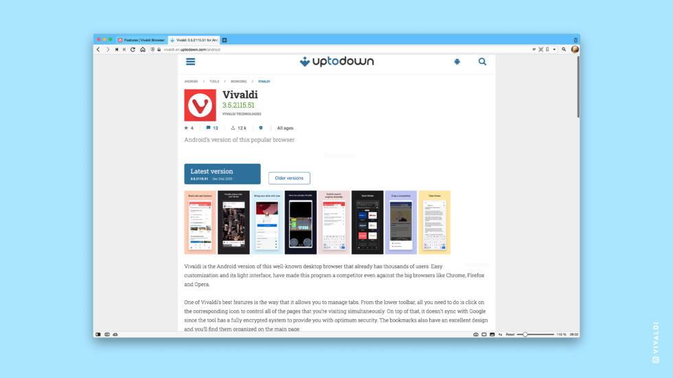 Vivaldi browser on Uptodown app store.