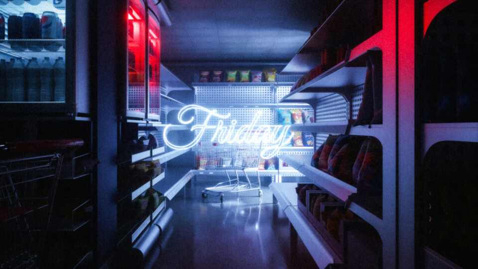 Friday test in a dark supermarket, which is backlight