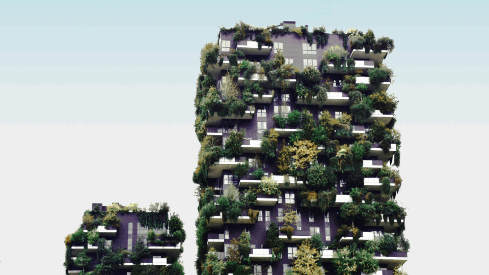 Bosco Verticale residential skyscrapers in Milan, Italy.