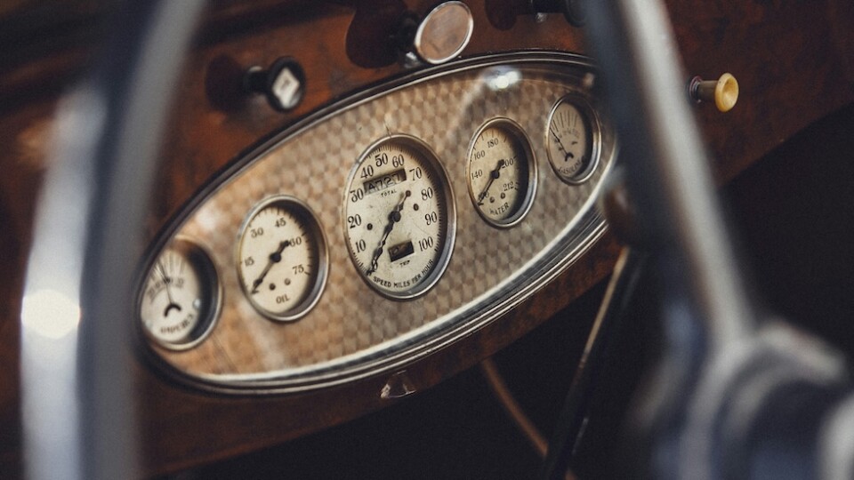 A vintage car dashboard