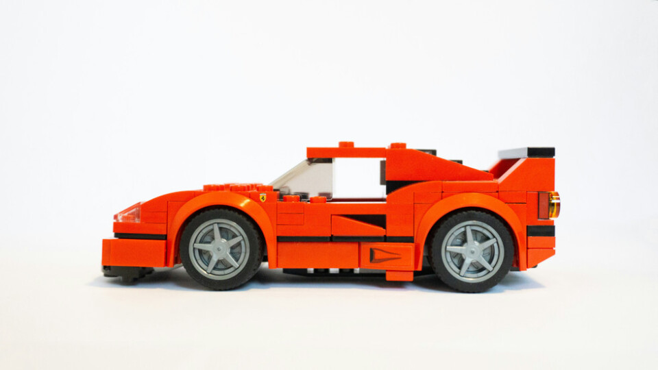 A red sports car made of lego