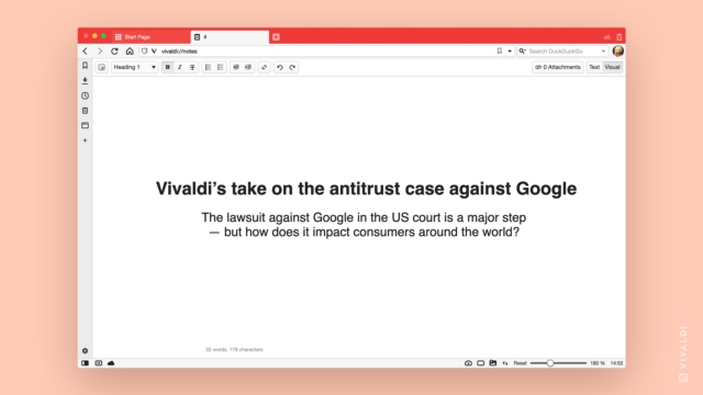 Vivaldi browser on the Google antitrust case