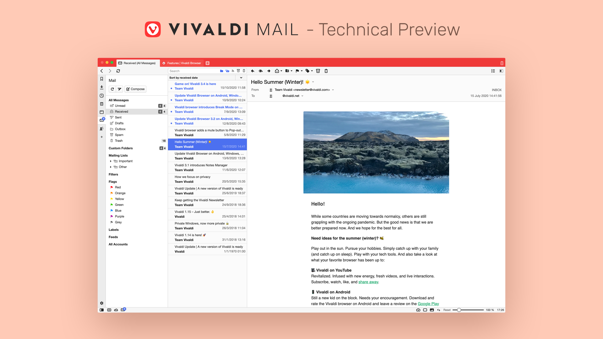 Navegador Vivaldi agora possui cliente de e-mail