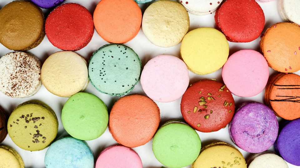 A selection of colorful macaroons.