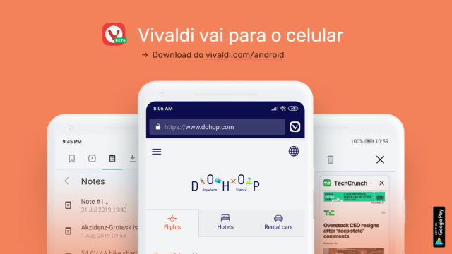 O navegador Vivaldi lança uma versão beta su Android
