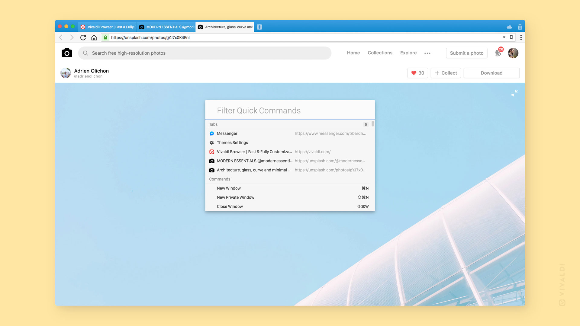 Quick Commands, la ricerca universale del browser Vivaldi