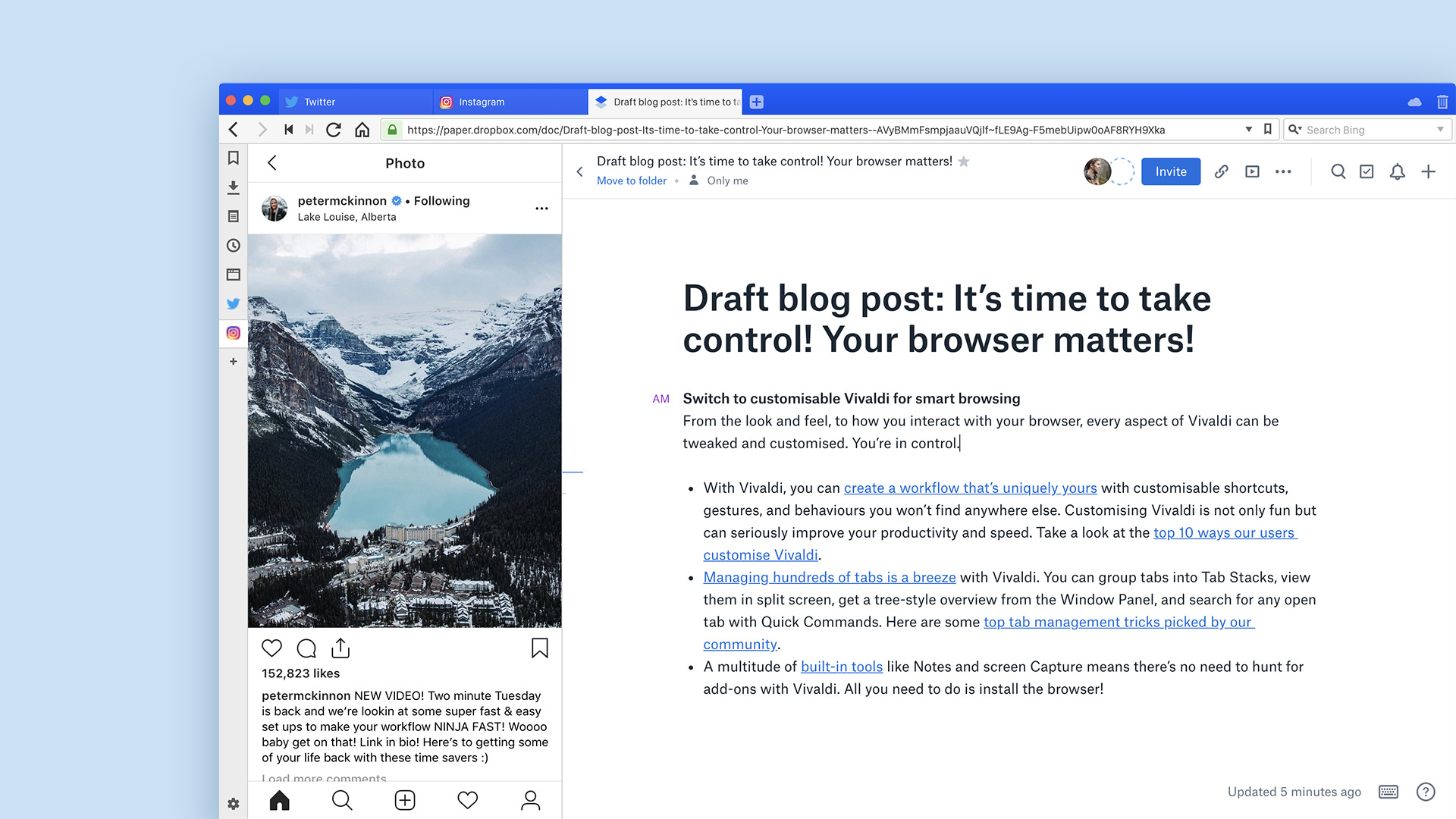 Post On Instagram From Your Computer Vivaldi Browser