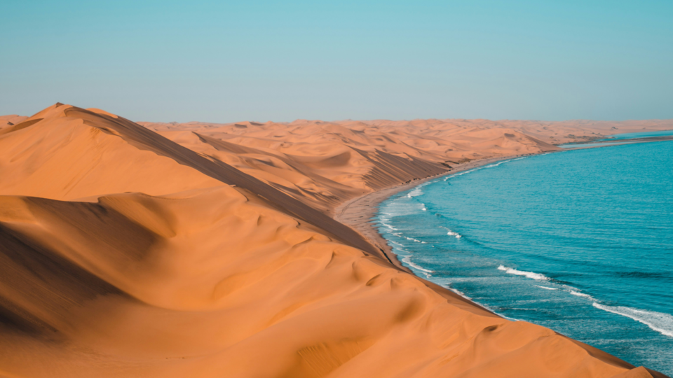 Desert meets the sea in Sandwich Harbour, Namibia.