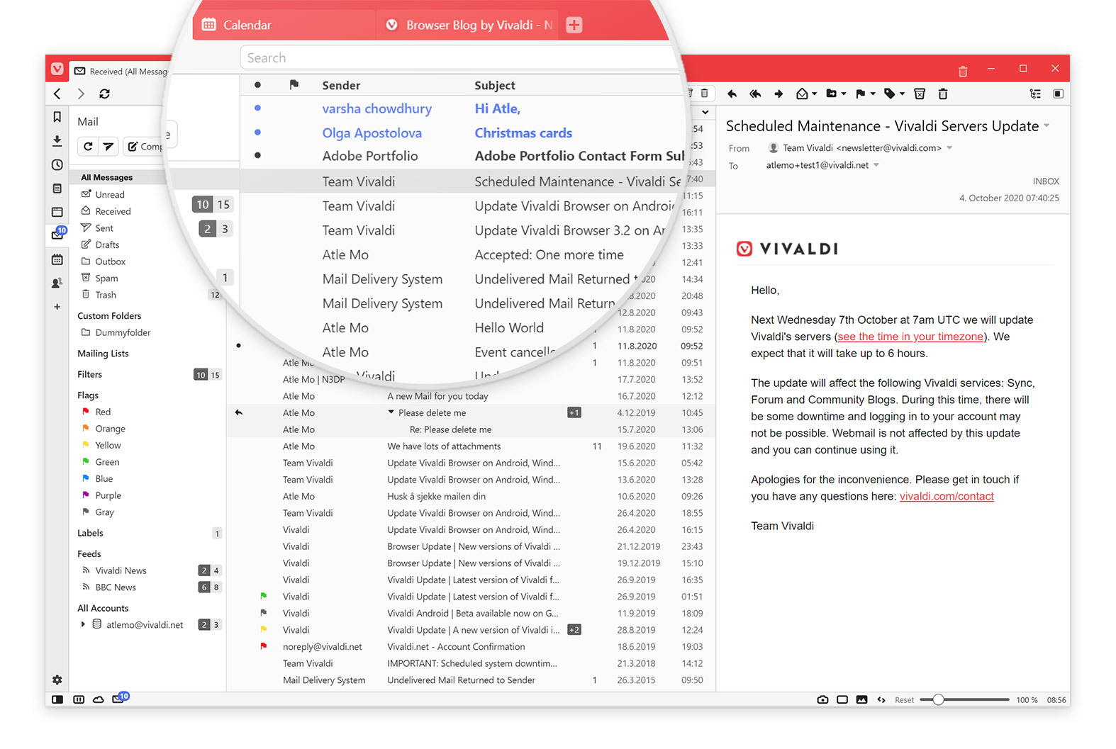 Mail, Search and Toolbars – Vivaldi Browser snapshot 2867.4